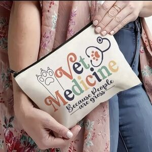 Vet Medicine Themed Multicolor Cosmetic Pouch